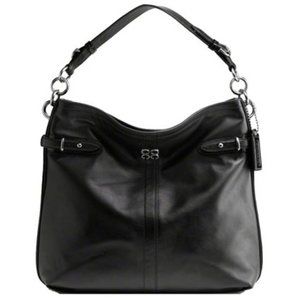 Coach Black / Silver Leather Colette Shoulder Hobo Bag